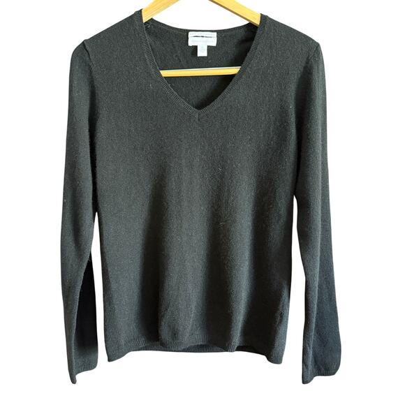 CHARTER CLUB | Black 100% Cashmere V Neck Long Sleeve Sweater | Medium - Picture 1 of 4